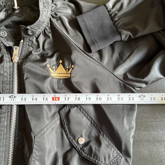 Free People Jacket Womens Medium Black Satin Midnight Bomber Zip Up Embroidered - Picture 10 of 12